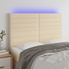 Cabeceira cama c/ LED tecido 144x5x118/128 cm crème 1