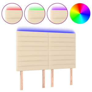 Cabeceira cama c/ LED tecido 144x5x118/128 cm crème H
