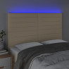 Cabecero con luces LED tela crema 144x5x118/128 cm 3