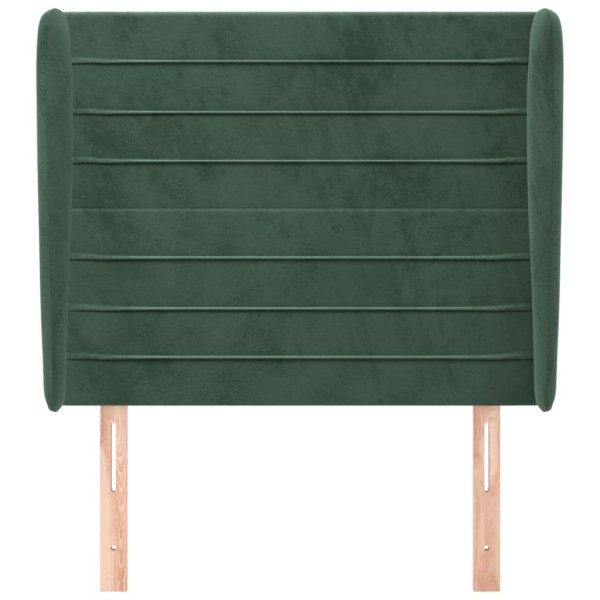 Cabecero con orejas de terciopelo verde oscuro 83x23x118/128 cm M 3