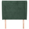 Cabeceira de cama c/ abas veludo 83x23x118/128 cm verde-escuro 3