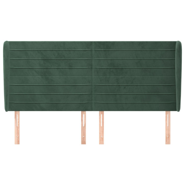 Cabeceira cama c/ abas veludo 163x23x118/128 cm verde-escuro M 3