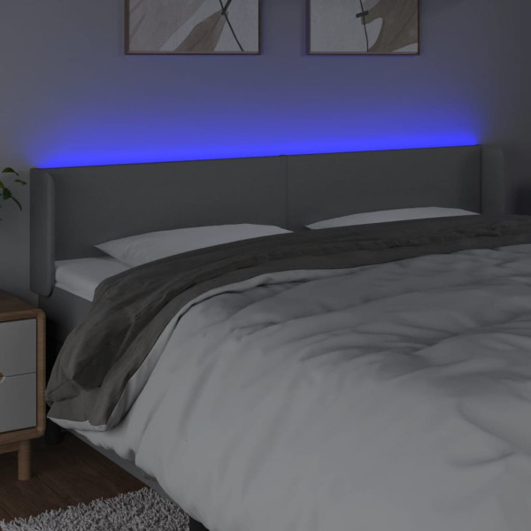 Cabeceira cama c/ luzes LED tecido 183x16x78/88 cm cinza-claro M 4