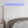 Cabeceira cama c/ LED couro artificial 144x5x118/128 cm branco 1