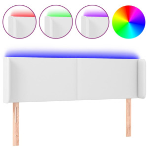 Cabecero con LED cuero sintético blanco 147x16x78/88 cm H