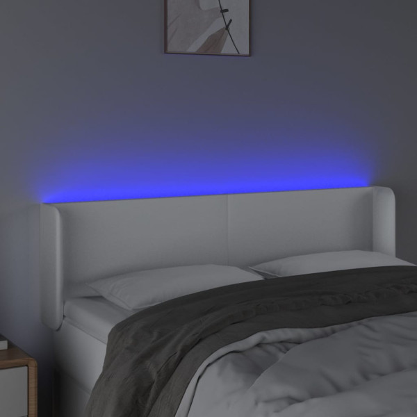 Cabecero con LED cuero sintético blanco 147x16x78/88 cm M 4