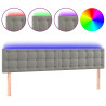 Cabecero con LED de terciopelo gris claro 200x5x78/88 cm 2