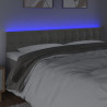 Cabeceira de cama c/luzes LED veludo 200x5x78/88 cm cinza-claro 3