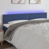 Cabeceira de cama c/ luzes LED tecido 180x5x78/88 cm azul 1