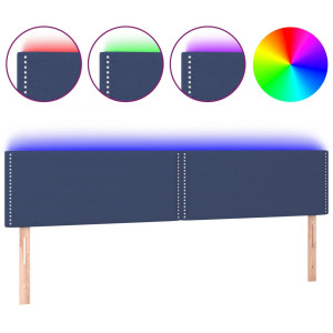 Cabeceira de cama c/ luzes LED tecido 180x5x78/88 cm azul H