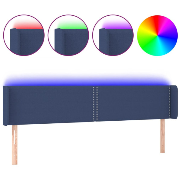 Cabecero con LED de tela azul 183x16x78/88 cm M 2