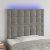 Cabeceira cama c/ luzes LED veludo 100x5x118/128cm cinza-claro 1