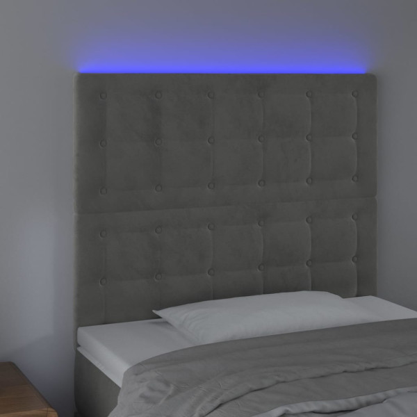 Cabecero con luces LED terciopelo gris claro 100x5x118/128 cm M 3