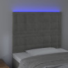 Cabecero con luces LED terciopelo gris claro 100x5x118/128 cm 3