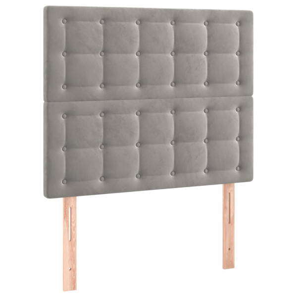 Cabeceira cama c/ luzes LED veludo 100x5x118/128cm cinza-claro M 4