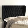 Cabeceira de cama c/ abas veludo 147x23x118/128 cm preto 1
