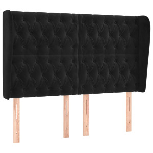 Cabecero con orejas de terciopelo negro 147x23x118/128 cm H