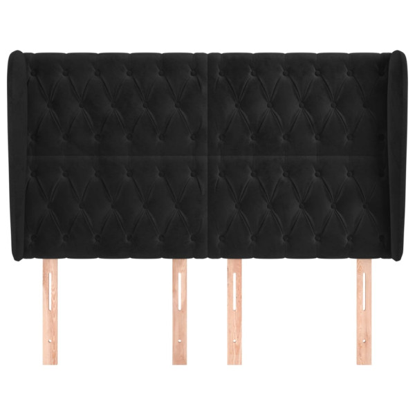 Cabecero con orejas de terciopelo negro 147x23x118/128 cm M 3