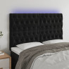 Cabecero con luces LED terciopelo negro 144x7x118/128 cm 1