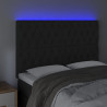 Cabecero con luces LED terciopelo negro 144x7x118/128 cm 3