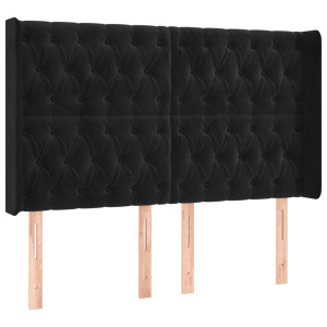 Cabecero con orejas de terciopelo negro 147x16x118/128 cm H