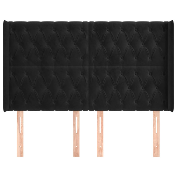 Cabecero con orejas de terciopelo negro 147x16x118/128 cm M 3