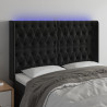 Cabeceira de cama c/ luzes LED veludo 147x16x118/128 cm preto 1