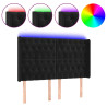 Cabecero con LED de terciopelo negro 147x16x118/128 cm 2