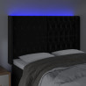 Cabecero con LED de terciopelo negro 147x16x118/128 cm 4