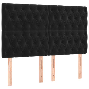 Cabeceros 4 unidades terciopelo negro 72x7x78/88 cm H
