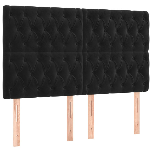 Cabeceros 4 unidades terciopelo negro 72x7x78/88 cm M 2