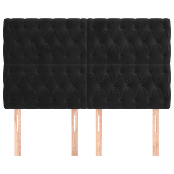 Cabeceros 4 unidades terciopelo negro 72x7x78/88 cm M 3