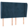 Cabeceira cama c/ abas veludo 147x23x118/128 cm azul-escuro 2