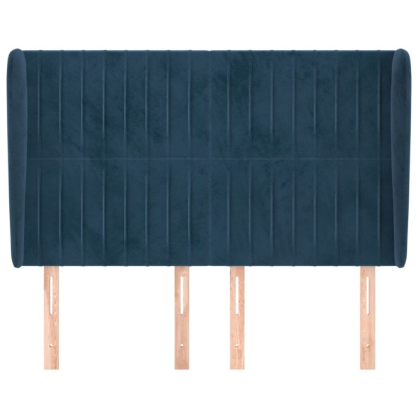 Cabeceira cama c/ abas veludo 147x23x118/128 cm azul-escuro M 3