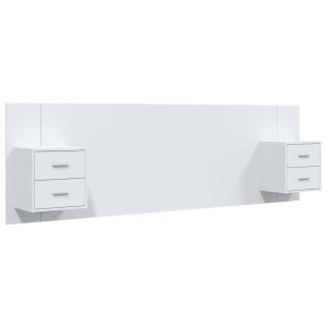 Cabeceira cama + armários madeira processada branco H