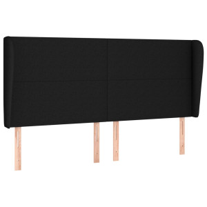 Cabecero con orejas de tela negro 163x23x118/128 cm H