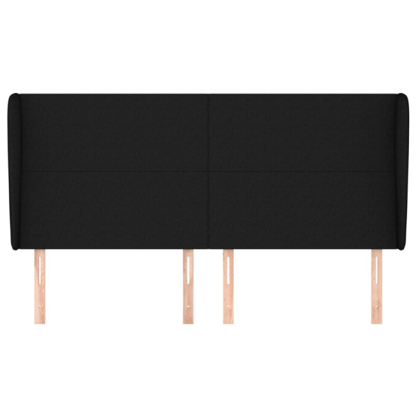 Cabecero con orejas de tela negro 163x23x118/128 cm M 3