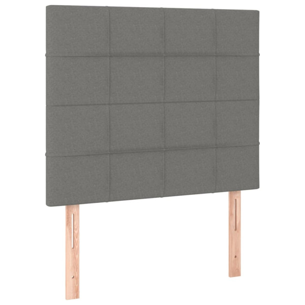 Cabeceira de cama c/ LED tecido 90x5x118/128 cm cinza-escuro M 4