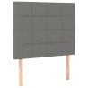 Cabeceira de cama c/ LED tecido 90x5x118/128 cm cinza-escuro 4