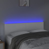 Cabeceira de cama c/ LED couro artificial 144x5x78/88 cm branco 3