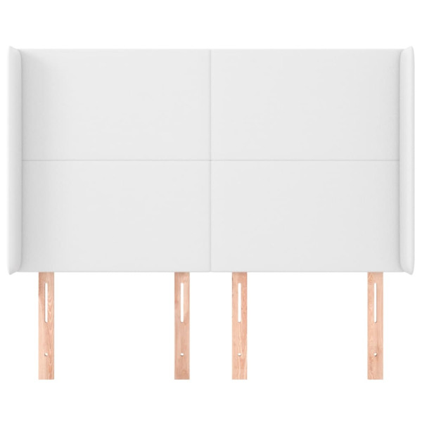 Cabeceira cama c/ abas couro artificial 147x16x118/128cm branco M 3