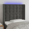 Cabeceira cama c/ luzes LED veludo 93x16x118/128cm cinza-escuro 1