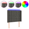 Cabeceira cama c/ luzes LED veludo 93x16x118/128cm cinza-escuro 2