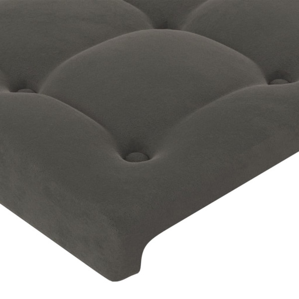 Cabeceira cama c/ luzes LED veludo 93x16x118/128cm cinza-escuro M 5