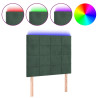 Cabecero con luces LED terciopelo verde oscuro 90x5x118/128 cm 2