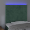 Cabeceira de cama c/ LED veludo 90x5x118/128 cm verde-escuro 3