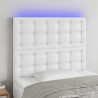 Cabeceira cama c/ LED couro artificial 80x5x118/128 cm branco 1