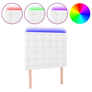 Cabecero con luces LED cuero sintético blanco 80x5x118/128 cm H
