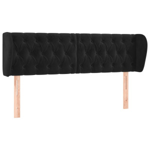 Cabecero de terciopelo negro 147x23x78/88 cm H