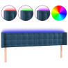 Cabeceira cama c/ luzes LED veludo 203x16x78/88 cm azul-escuro 2